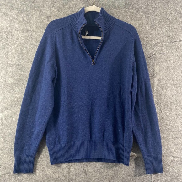 L.L. Bean Other - LL Bean Signature Sweater Medium Navy Blue 100% Merino Wool 1/4 Zip Long Sleeve